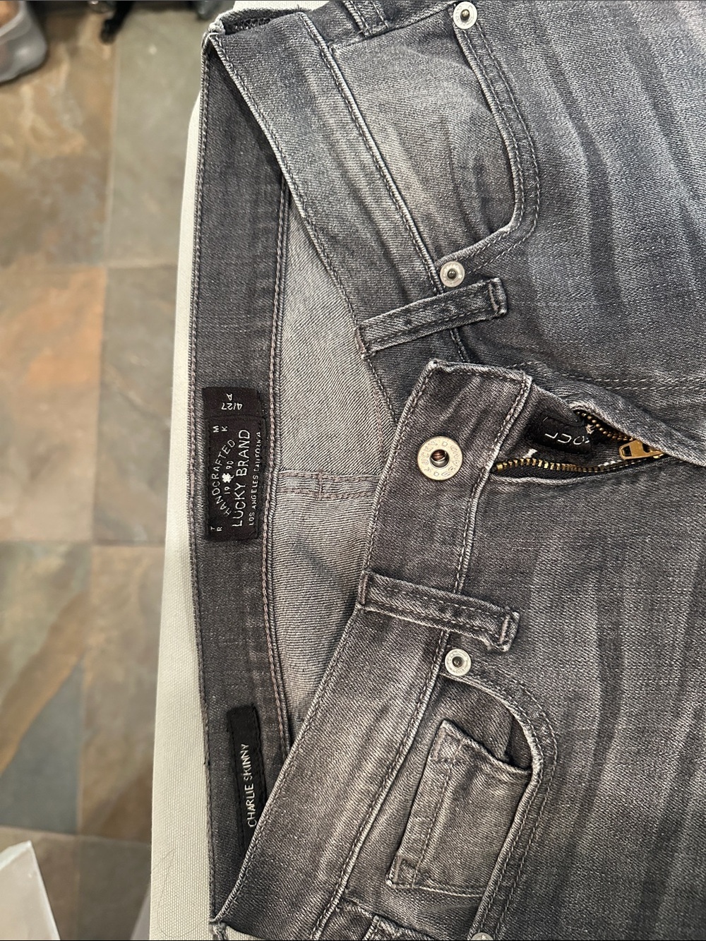 Lucky Brand Charlie Skinny 4/27A Gray Faded Denim Jeans